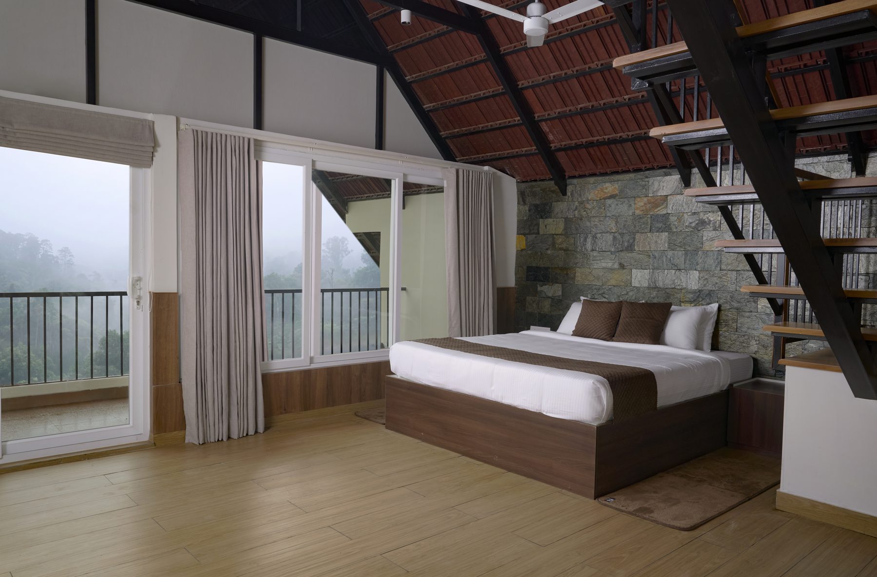 The Reach Vagamon — A-Frame Loft — bedroom beneath the roof pitch