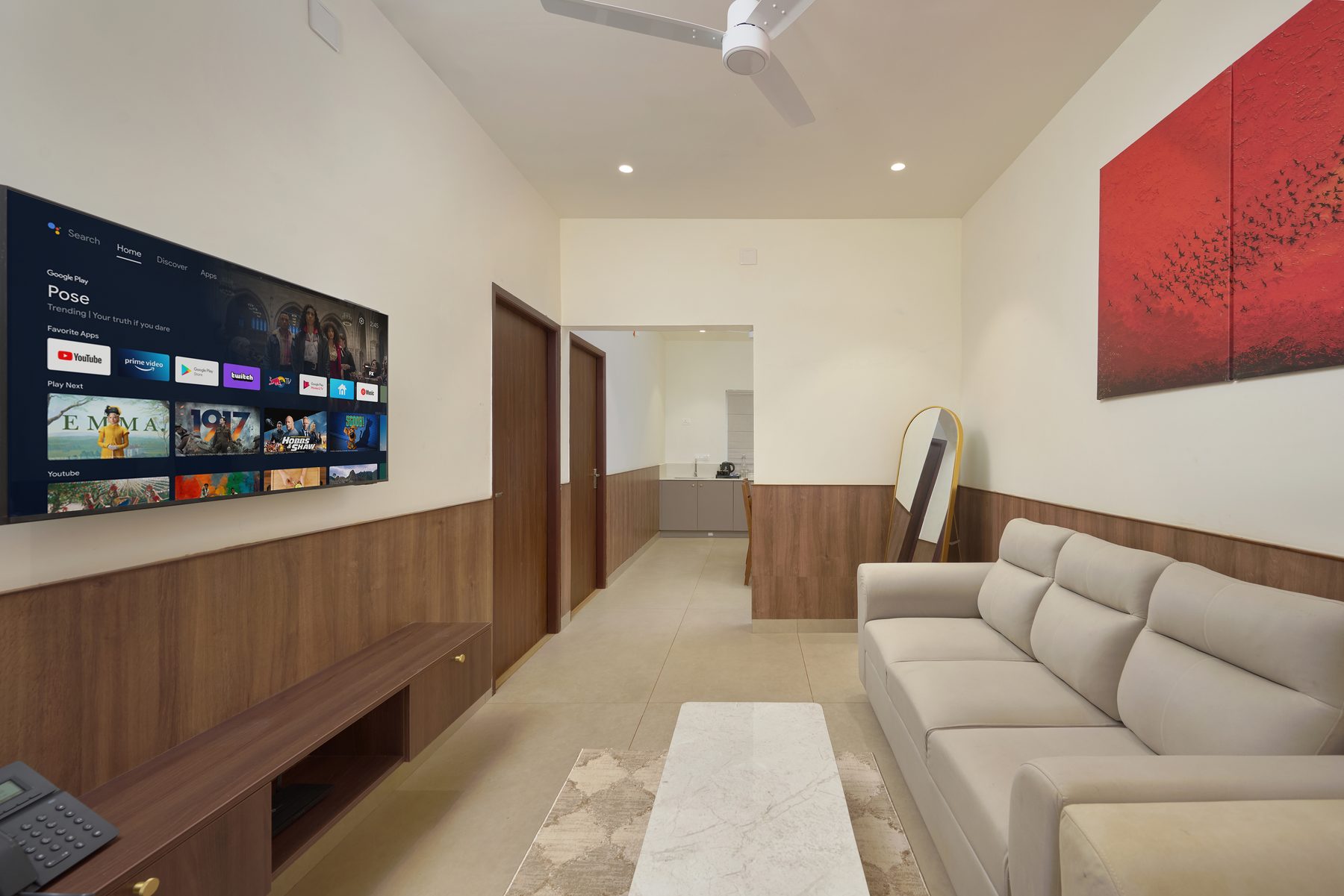 The Reach Vagamon — 2BHK Villa — living room with smart TV