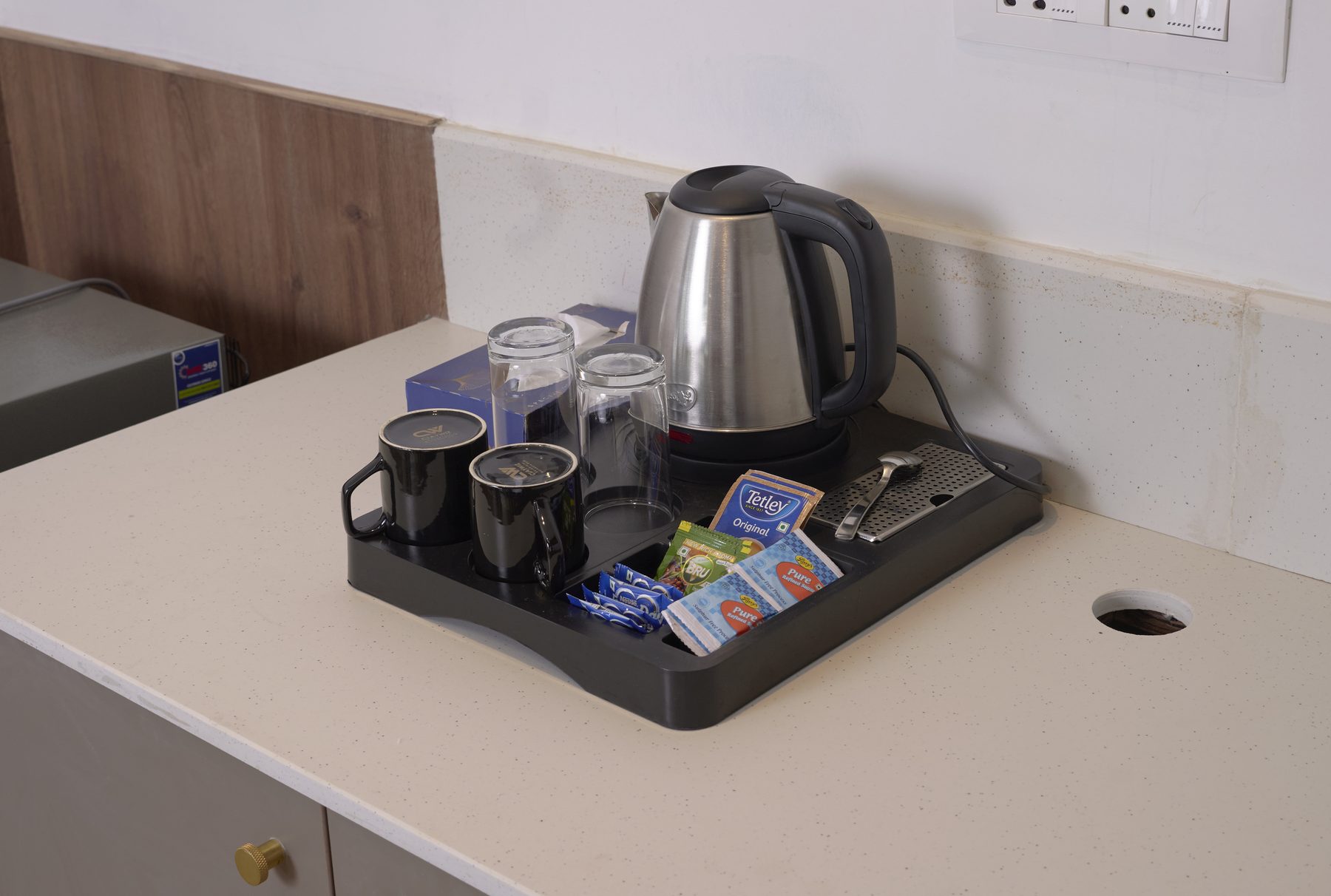 The Reach Vagamon — 2BHK Villa — tea and coffee tray on the kitchen counter