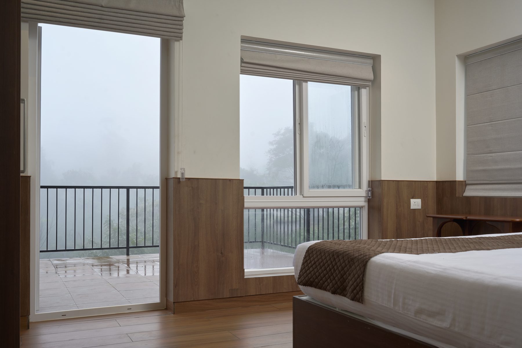 The Reach Vagamon — 2BHK Villa — bedroom balcony in the mist